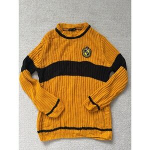 Harry Potter Hufflepuff Sweater Pullover Knit Crest Logo Yellow Black Medium